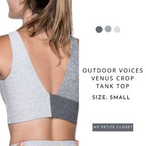 🚨SOLD🚨 Womens Outdoor Voices Venus Crop Tank Top V back Grey Size Small